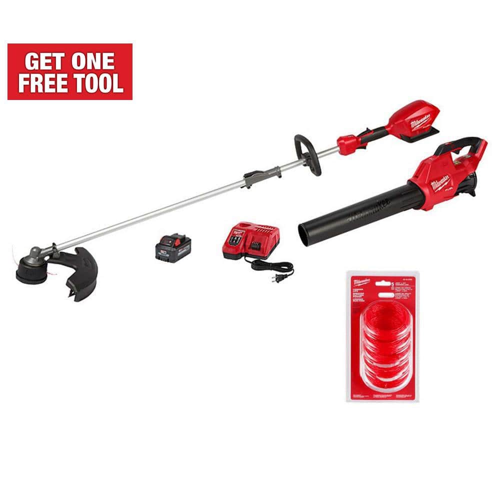 Milwaukee M18 FUEL 18-Volt Lith-Ion Brushless Cordless Electric String Trimmer/Blower Combo Kit & 0.095 in. Pre-Cut 5-Pack(2-Tool) -  3000-2782