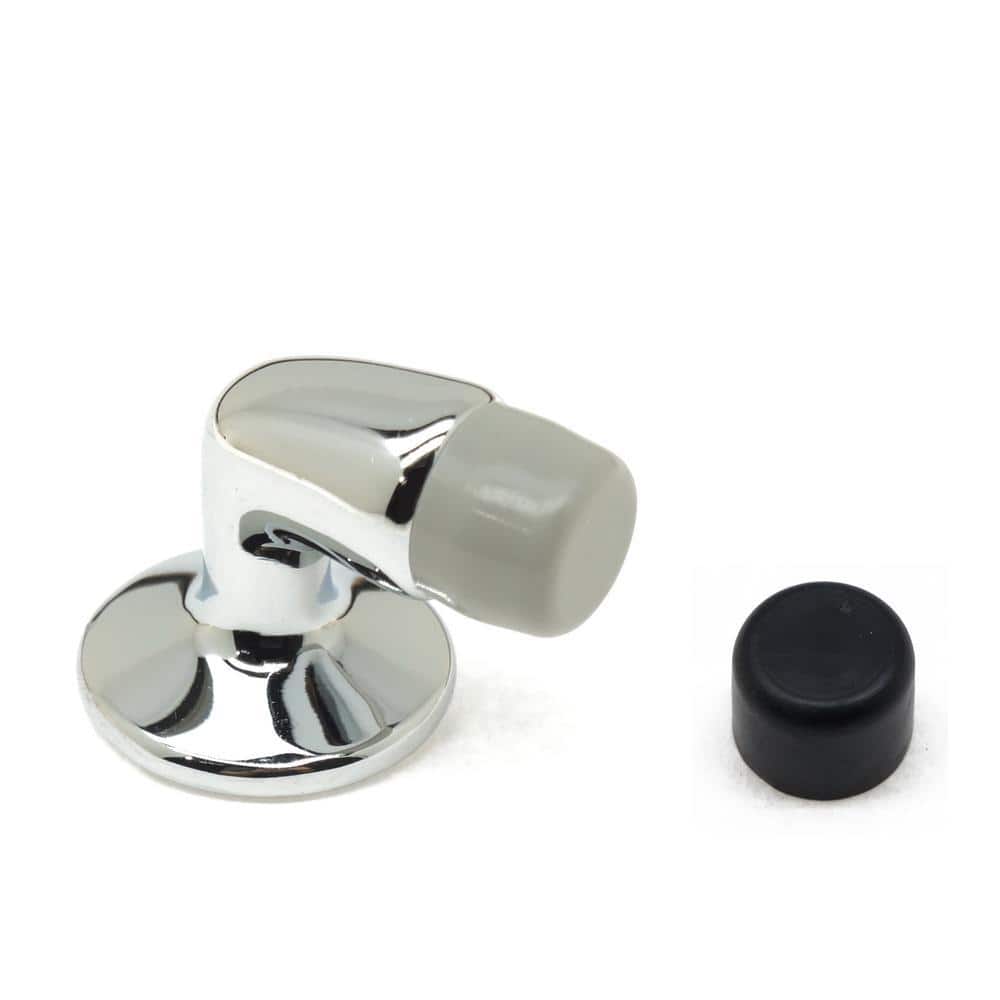 Mini Solid Brass Floor Mounted Gooseneck Door Stop in Polished Chrome