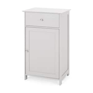 17 in. W x 13.5 in. D x 30.25 in. H Light Gray Linen Cabinet with Door and Drawer for Bathroom