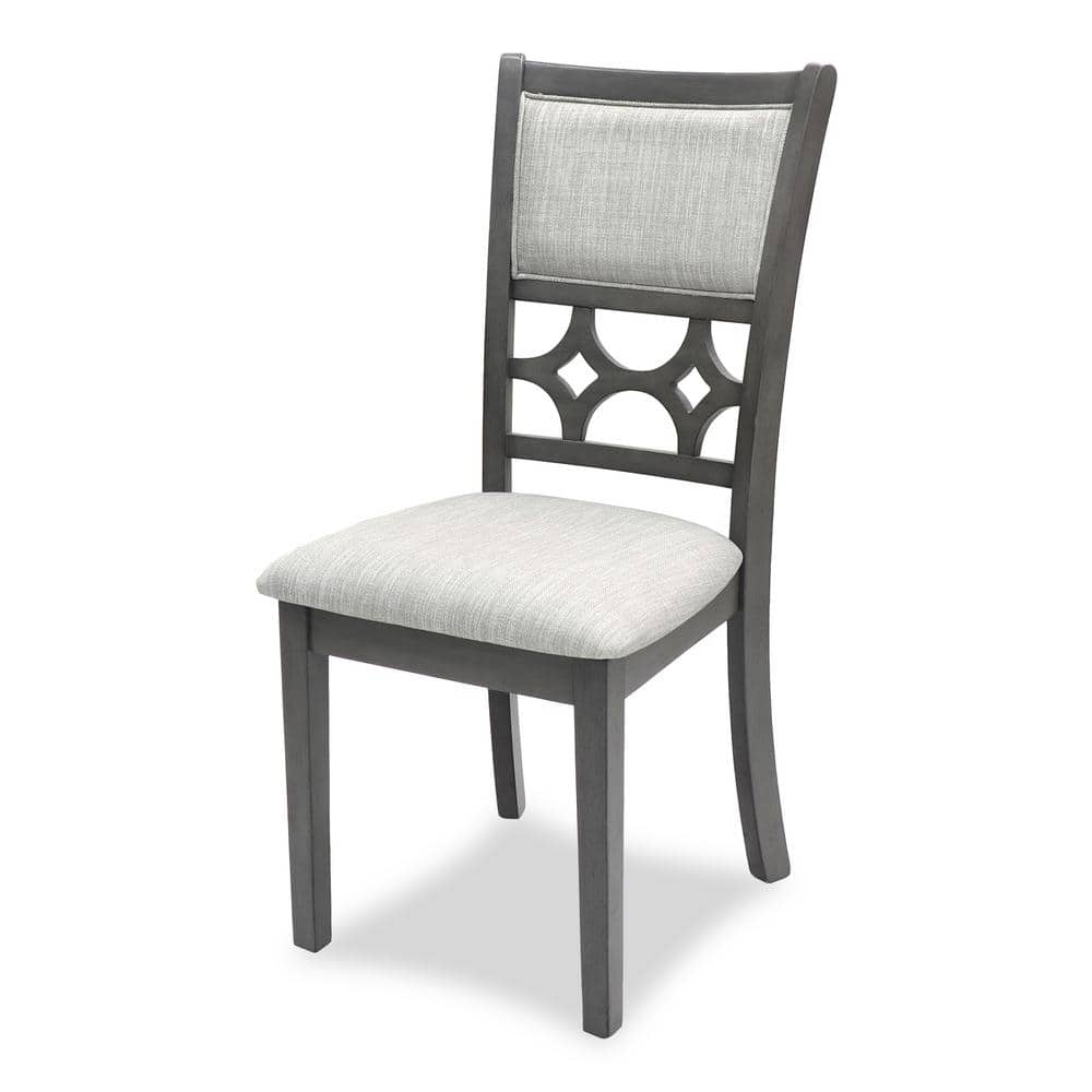 Gray Round Wood Dining Table Set with 4 Chairs