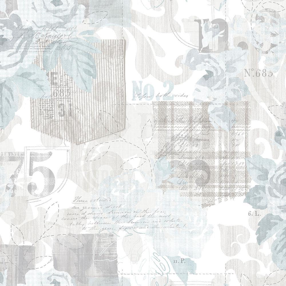 Nordic Elements Grey Floral Rose Patchwork Matte Finish Non-Pasted Non-Wove