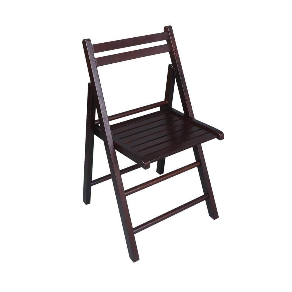 Espresso Rubberwood Foldable Armless Chairs Set of 2