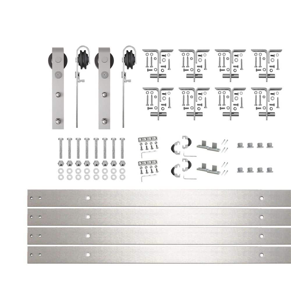11 ft./132 in. Brushed Nickel Ceiling Mount Double Track Bypass Sliding Barn Door Track and Hardware Kit for Double Door price history on PriceWatchPro