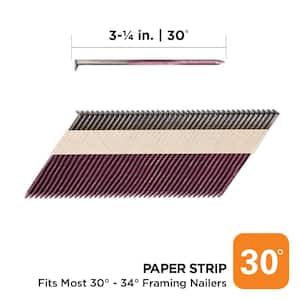 3-1/4 in. x 0.131 30-Degree Bright Finish Smooth Shank Paper Tape Framing Nails (2500-Per Box)