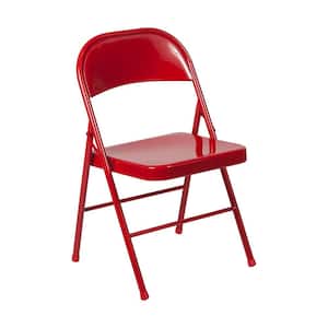 HERCULES Series Double Braced Red Metal Folding Chair
