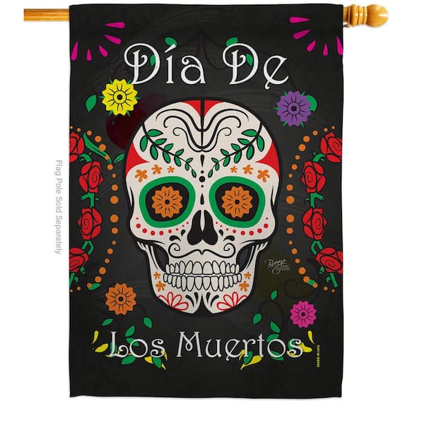 Breeze Decor 28 In X 40 Dia De Los Muertos Fall House Flag Double Sided Decorative Vertical Flags Hdh112009 Bo - Dia De Los Muertos House Decor