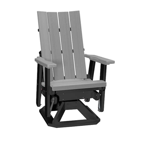 Brandon Series Black High Density Polyethylene Swivel Outdoor Rocking Chair (Set of 1)