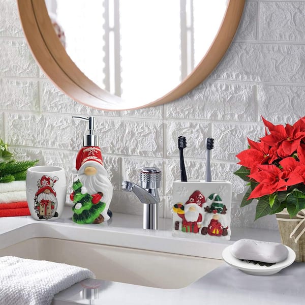 gnome セット Numhew 4-Pack Christmas Gnome Bathroom Accessory Set - Soap