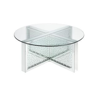 Nysa 40 in. Clear Medium Round Glass Coffee Table