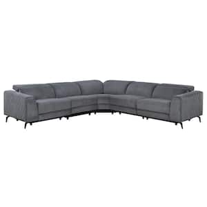 Assisi 159 in 5 Piece Grey Polyester Sectional Sofa with Recline