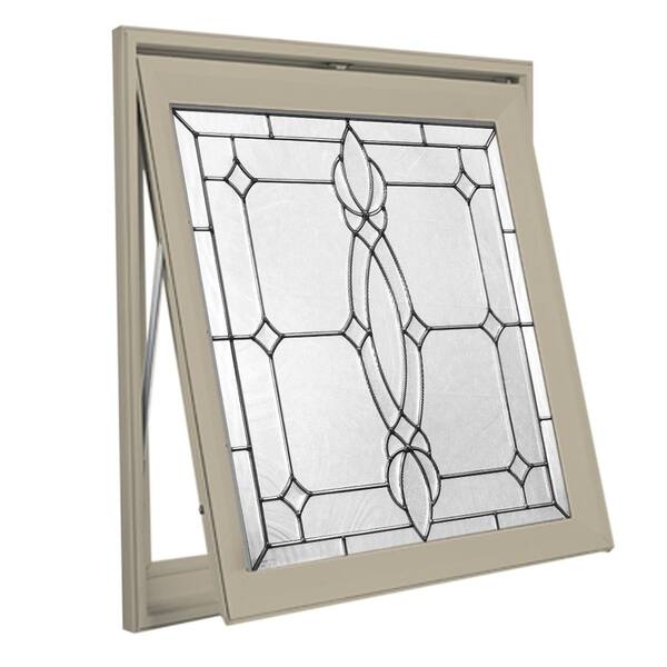 Hy-Lite 28.5 in. x 28.5 in. Decorative Glass Awning Vinyl Window - Tan