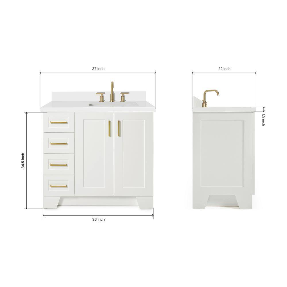 White Freestanding Single Sink Bathroom Vanity with Quartz Top