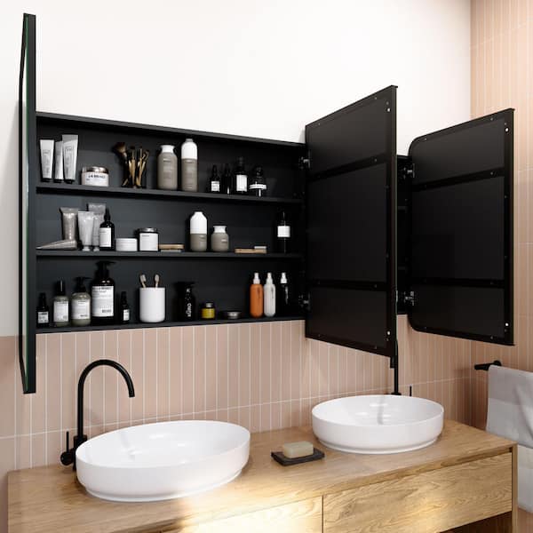 Glass Warehouse Calla 60 in. W x 32 in. H x 5 in. D Black Recessed