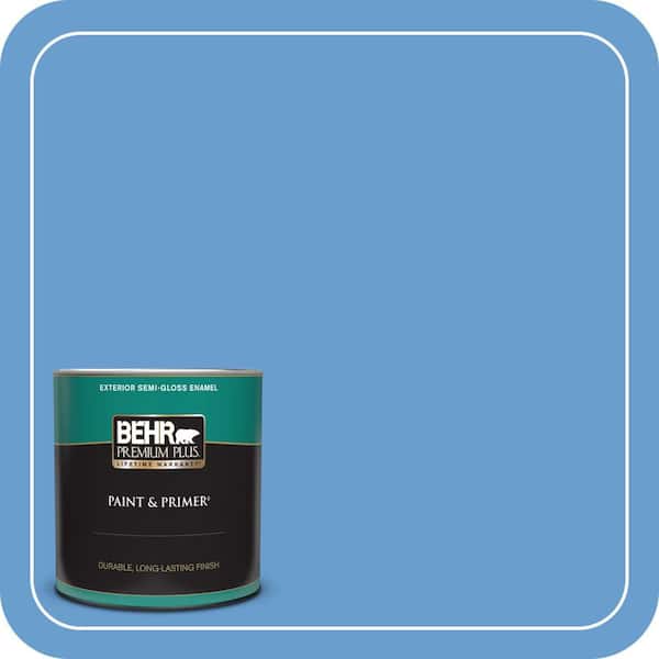 BEHR PREMIUM PLUS 1 qt. #570B-5 Gulf Stream Semi-Gloss Enamel Exterior Paint & Primer