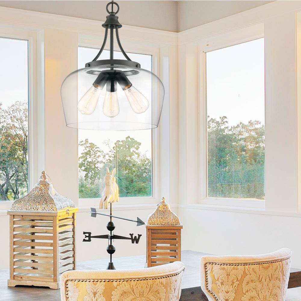 English Bronze Glass Transitional Pendant Light