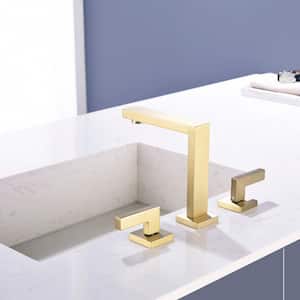 Feina 8 in. Widespread Double Handle Bathroom Faucet in Brushed Gold