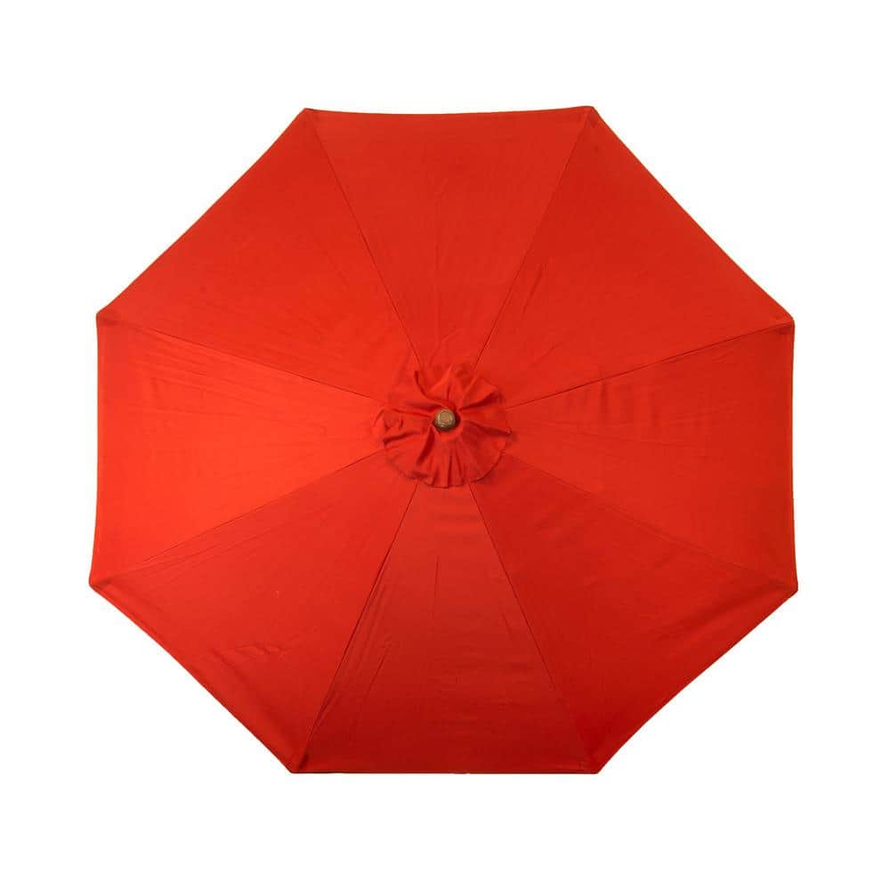 9 ft Burnt Chili Wood Patio Umbrella with Polyester Canopy