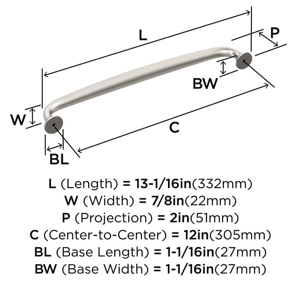 Satin Nickel 13-inch Brushed Appliance Pull with Mounting Hardware