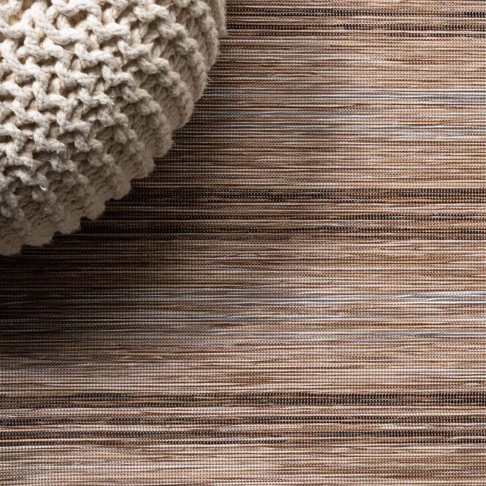 Coastal Charm Brown/Natural Stripe Synthetic 8' x 10' Rug