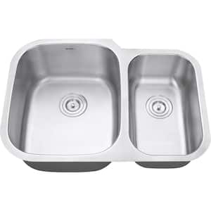 Undermount Stainless Steel 29 in. 60/40 16-Gauge Double Bowl Kitchen Sink - Left Configuration