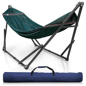 8.88 ft. Double Hammock with Adjustable Stand and Bag in Peacock