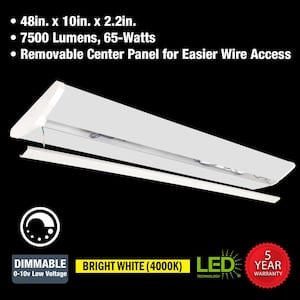 4 ft. 400-Watt Equivalent 7500 Lumens Integrated LED White Shop Light Garage Light Dimmable 4000K Bright White (4-Pack)