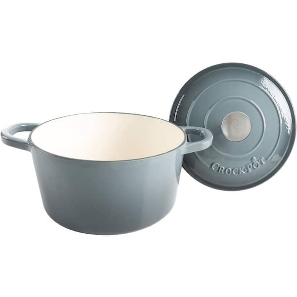 Crock Pot Artisan 7 Quart Enameled Cast Iron Dutch Oven Oval in Slate Grey  - On Sale - Bed Bath & Beyond - 32020900