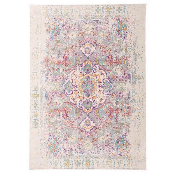 World Rug Gallery Bohemian Vintage Oriental 5 ft. x 7 ft. Gray Area Rug ...