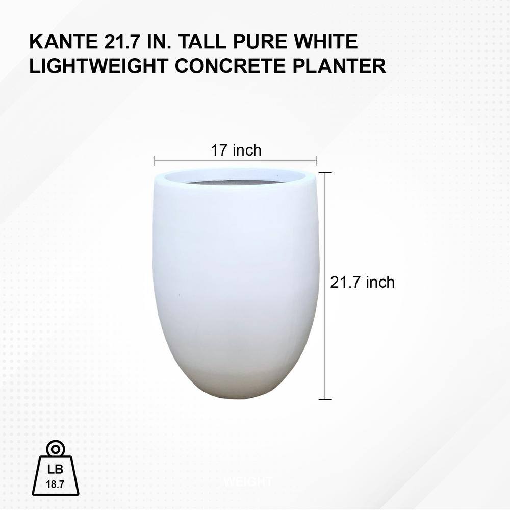 Large White Concrete Round Indoor/Outdoor Planter with Drainage Holes