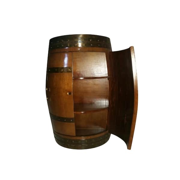 13 in. D 26 in. W 35 in. H Original 30-Bottle Lacquer Barrel Cabinet