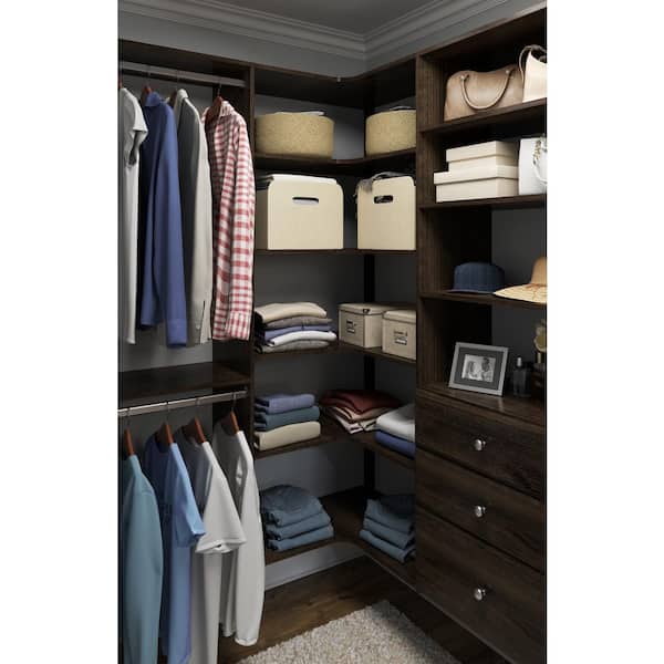 30 in. W Espresso Corner Wood Closet System