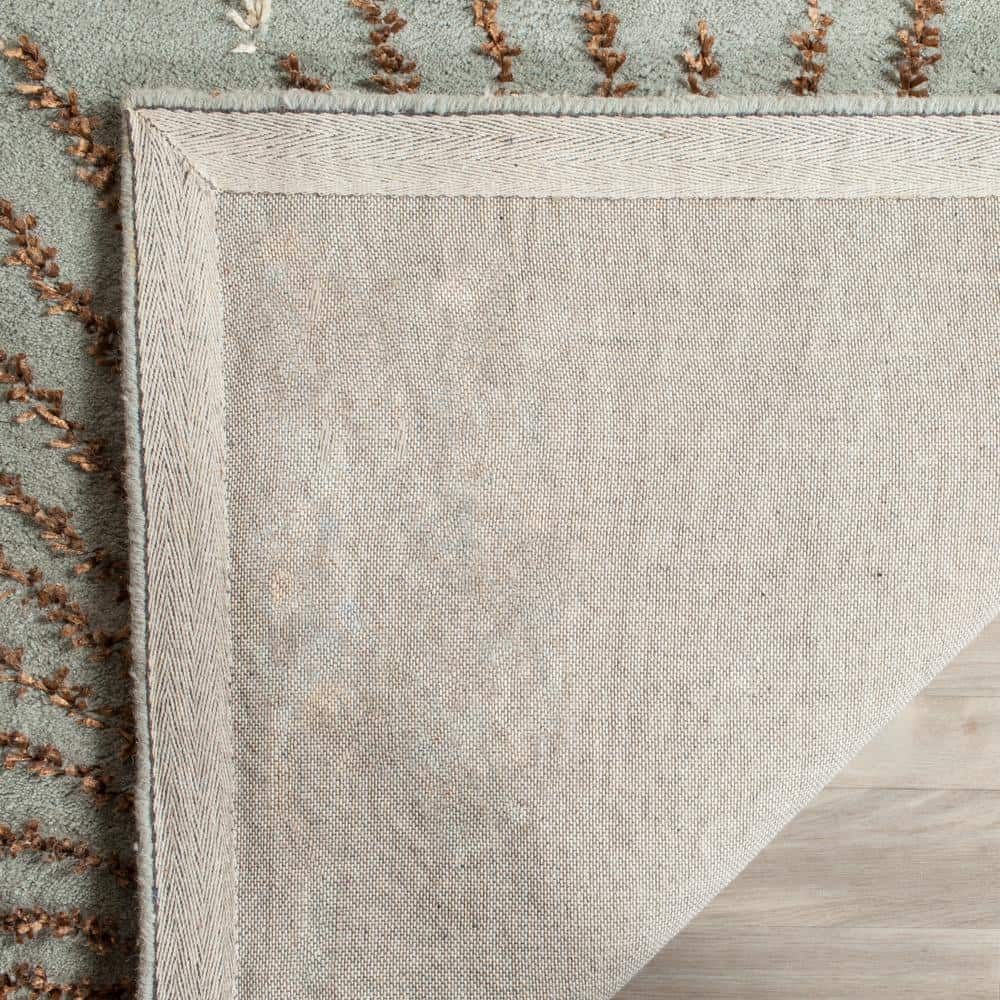 Handmade Light Blue and Multi Wool Square Rug