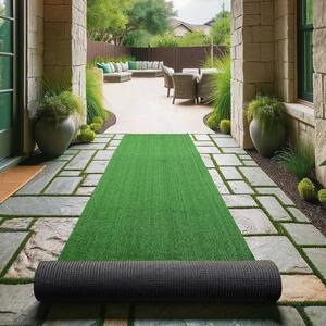 Evergreen Collection Waterproof Solid 3x22 Indoor/Outdoor 2 ft. 7 in. x 22 ft. Green Artificial Grass Runner Rug