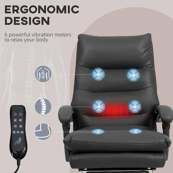 Vinsetto Massage Office Chair, Computer Desk Chair, Heated Reclining Chair  with Footrest, Microfiber, Black 921-674V80BK