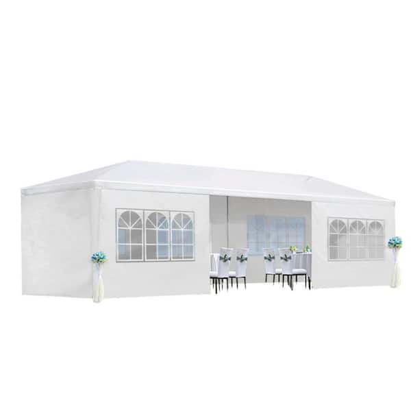 ITOPFOX 10 ft. x 30 ft. Wedding Party Canopy Tent Outdoor Gazebo with 8 Removable Sidewalls in White