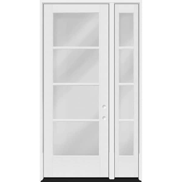 Legacy 51 in. x 96 in. Icon 4-Lite Modern Clear Glass LHIS Unfinished Fiberglass Prehung Front Door w/12"SL 6-9/16" Jamb
