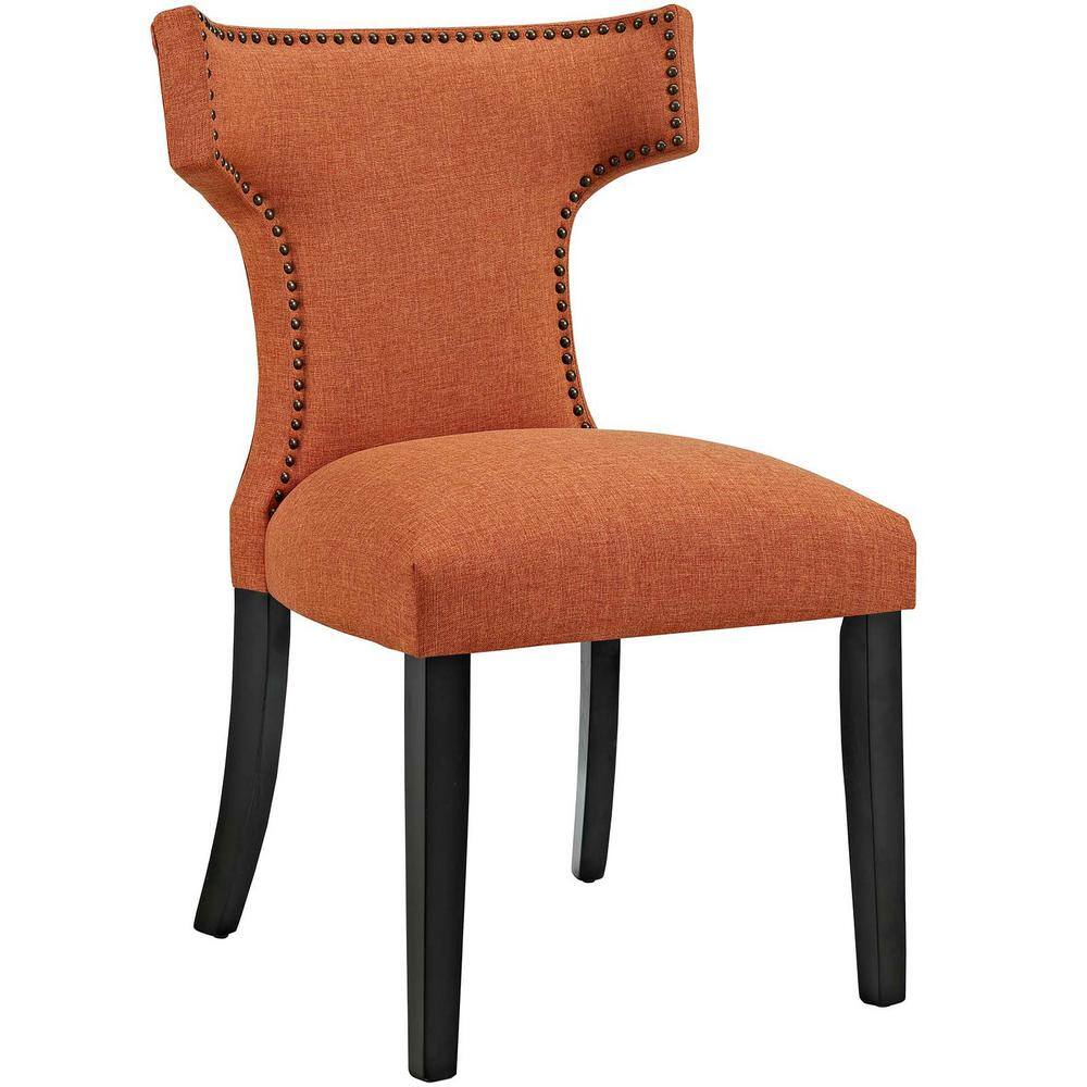 Burnt Orange High-Back Parsons Dining Chair with Tapered Wood Legs