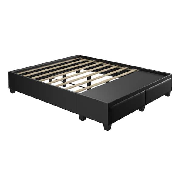 Boyd Sleep Parma Upholstered Faux Leather Platform Storage Bed, Queen, Black