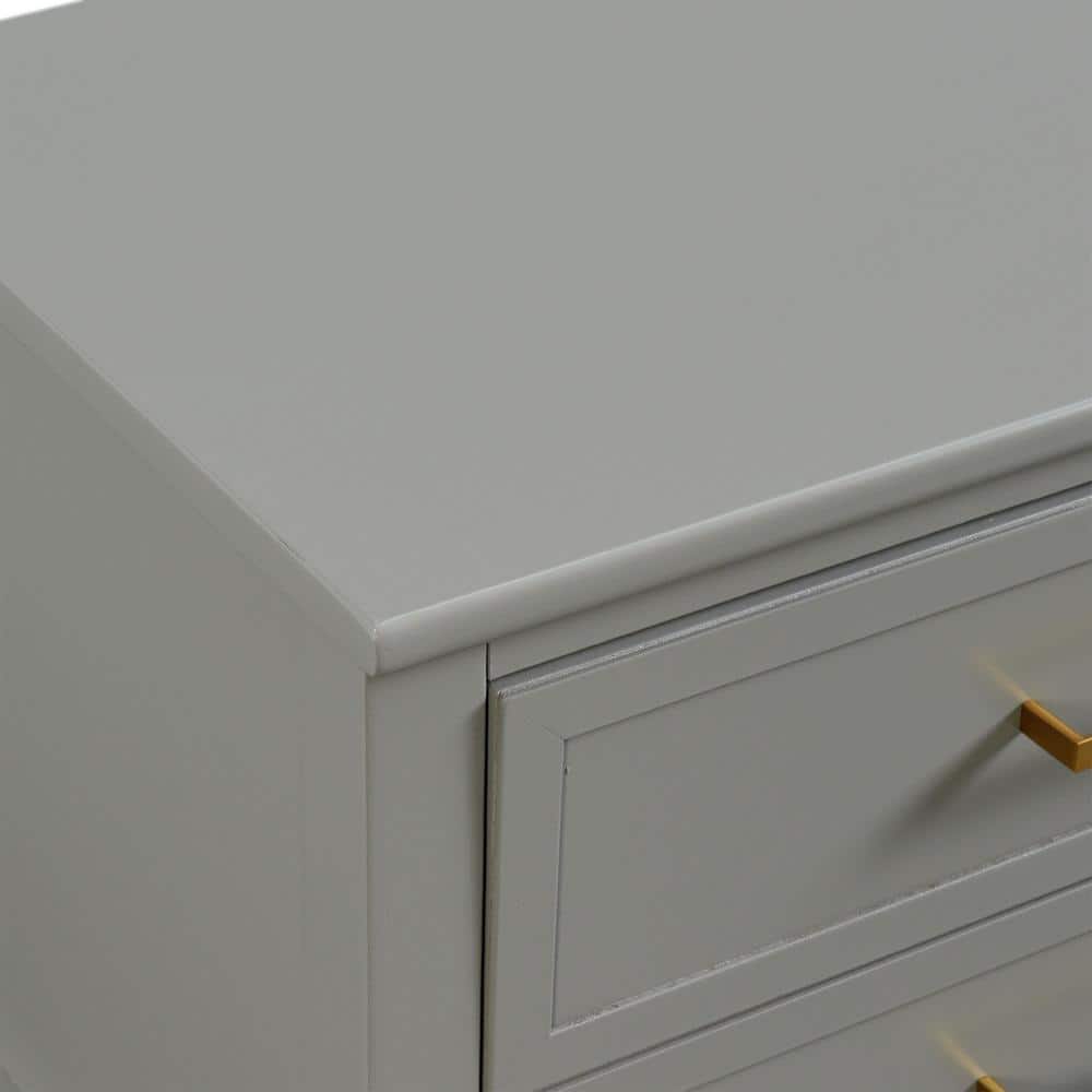 Modern Gray Rectangular Side Table with USB Port and Storage