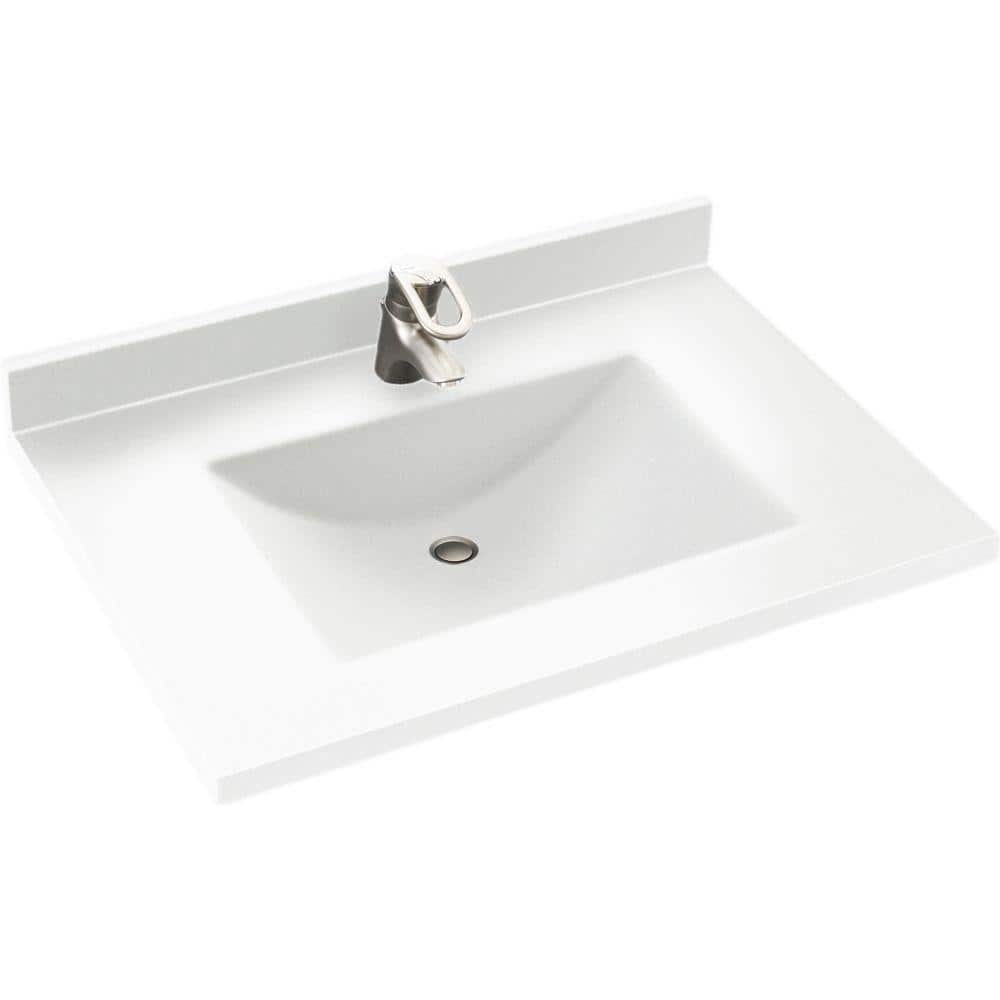 Swan Contour 25 In W X 22 In D Solid Surface Vanity Top With Sink In White Cv2225 010 The Home Depot