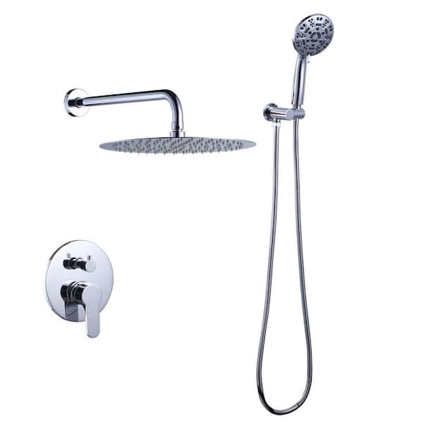9-Spray Patterns with 1.8 GPM 12 in. Wall Mount Bathroom Rain Fixed Shower Heads in Polished Chrome