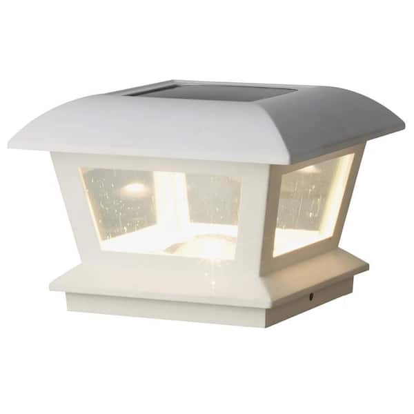 Veranda Solar Matte White LED 4 x 4 and 6 x 6 Deck Post Cap Light