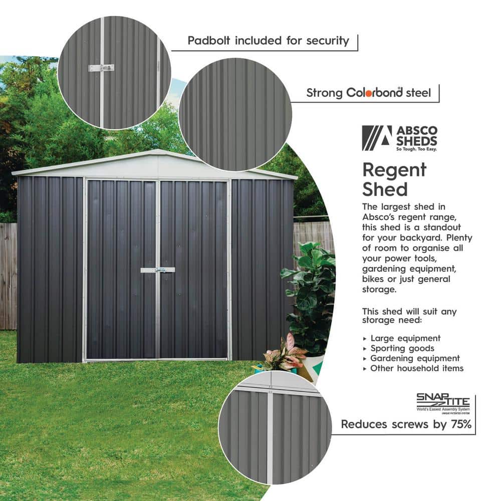 Absco Regent 10' x 12' Gray Galvanized Steel Storage Shed