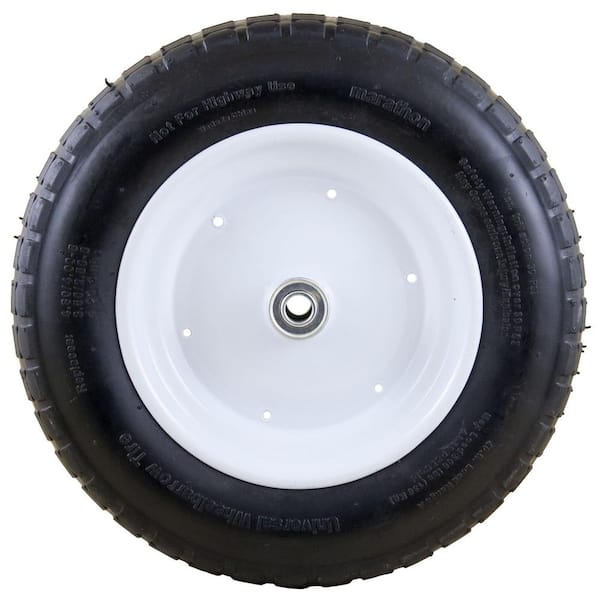 14" PNEUMATIC  WHEELBARROW WHEEL 3.50/4.00-8 comes with 1" bore fully assembled 