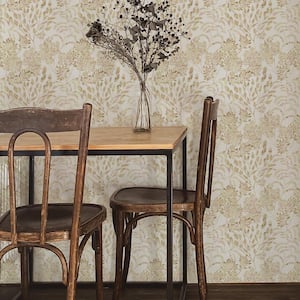 Stencil Foliage Golden Wheat Non-Pasted Wallpaper, 60 sq. ft.