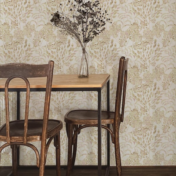 Golden Wheat Stencil Foliage Unpasted Wallpaper Roll (Covers 60 sq. ft.)
