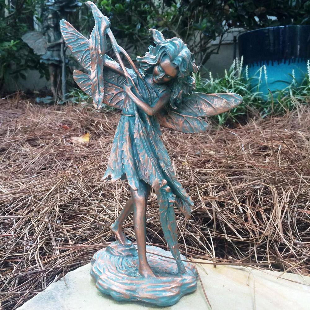 Bronze Patina Resin Fairy Garden Statue with Wings