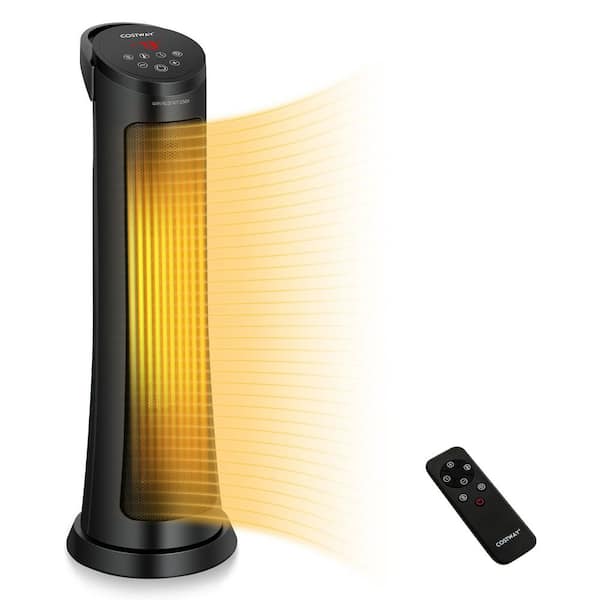 Costway 1500-Watt Portable Electric PTC Heater Swing Space Heater with 24-Hours Timer andThermostat