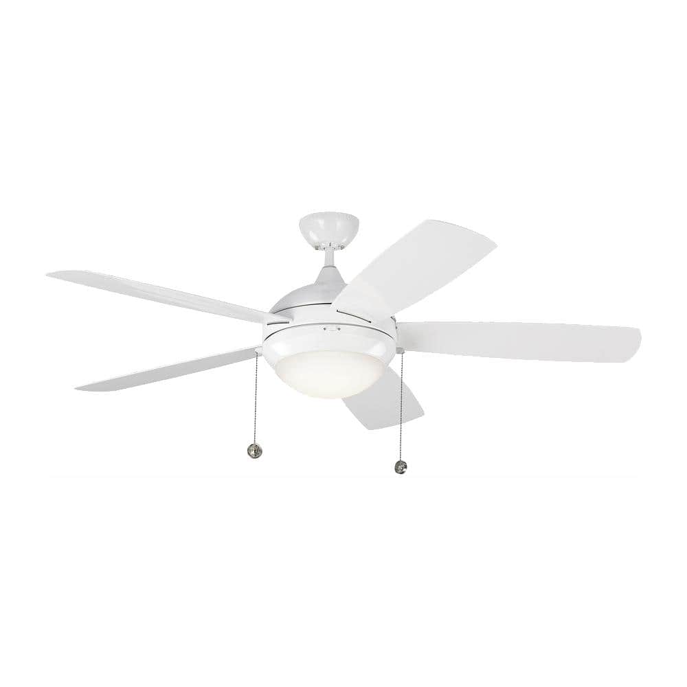 Generation Lighting Discus Outdoor 52 in. LED Indoor/Outdoor White Ceiling Fan 5DIW52WHD The