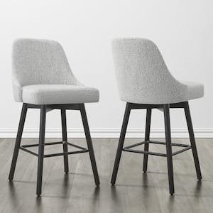 Luminara Cotton Fabric Wood Frame Swivel Counter Height Bar Stools with Metal Footrest (Set of 2)